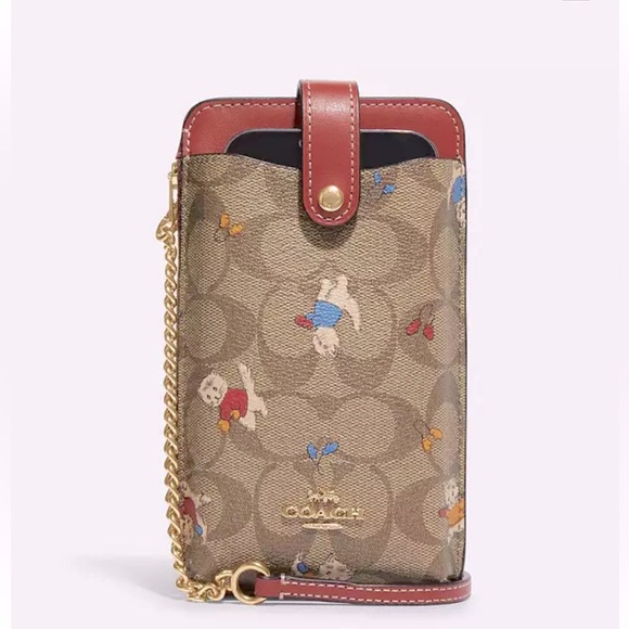 Coach Phone Crossbody In Signature Canvas w/Mitten Kitties